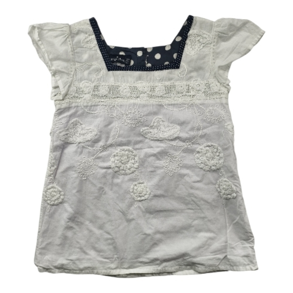 Triologie Women 2 French Style Blue & White Embroidered Blouse Polka Dot